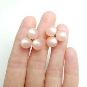 Vintage Moonglow Pastel Pink Triple Cluster Clip On Earrings, Retro Estate